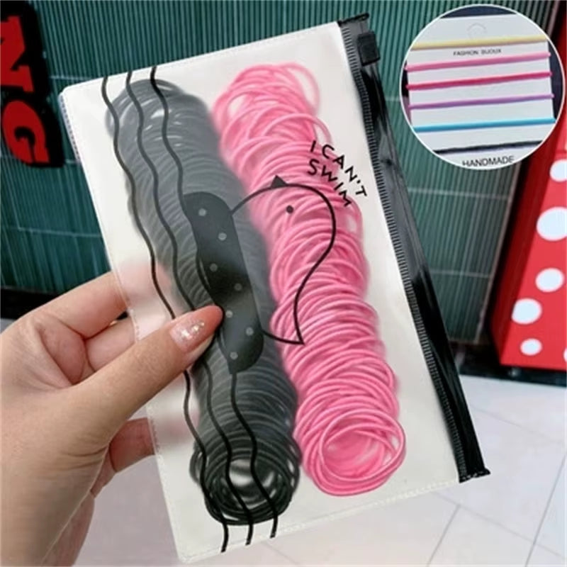Set of 100 Colorful Elastic Hair Bands for Girls - 2.5cm Rubber Ponytail Holders and Hair Accessories