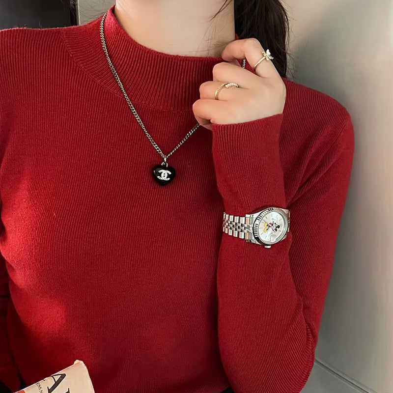 Turtleneck Sweater Women Fashion 2026 New Stretch Tops Women Knitted Pullovers Long Sleeve Bottoming Knitted Sweater