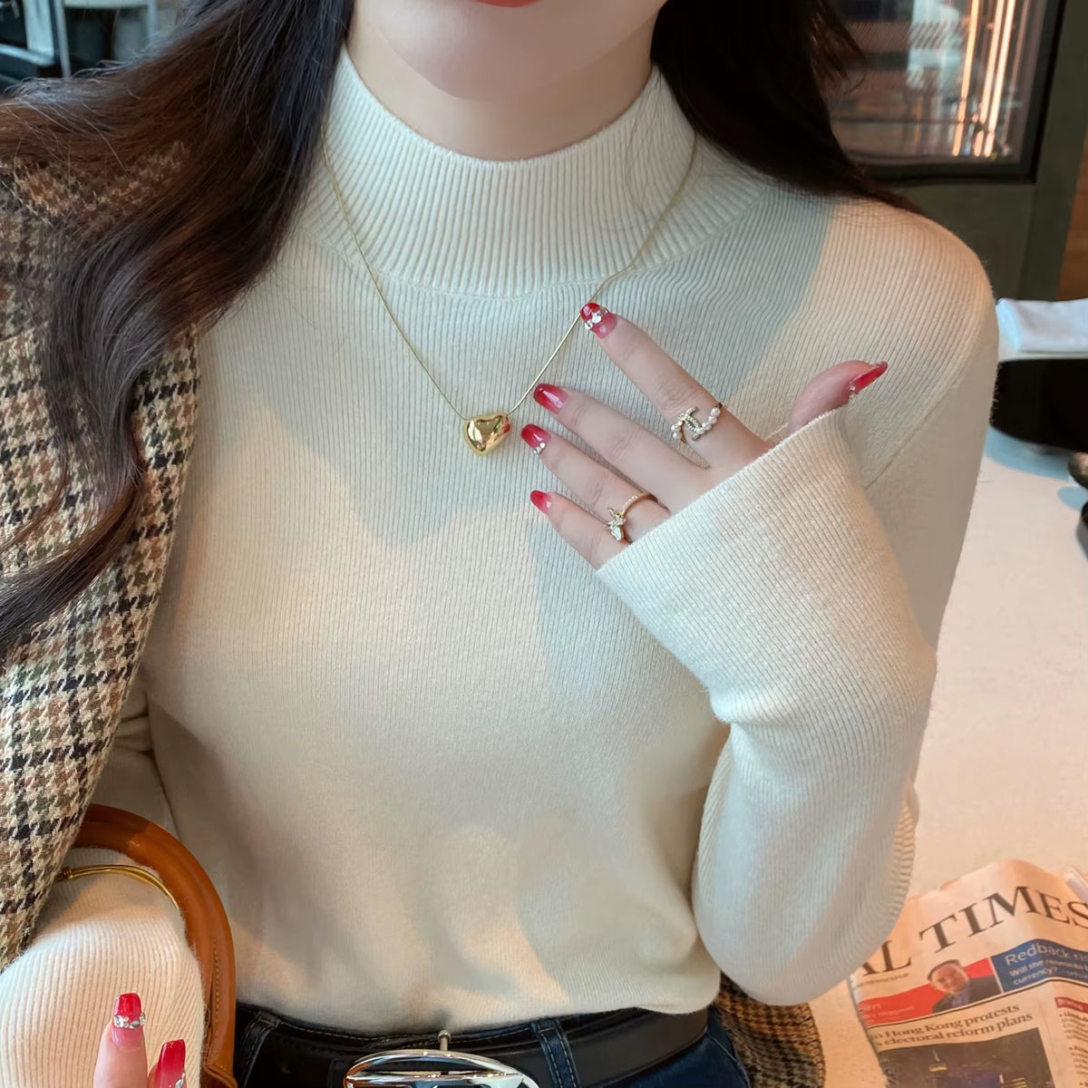 Turtleneck Sweater Women Fashion 2026 New Stretch Tops Women Knitted Pullovers Long Sleeve Bottoming Knitted Sweater