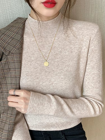 Turtleneck Sweater Women Fashion 2026 New Stretch Tops Women Knitted Pullovers Long Sleeve Bottoming Knitted Sweater