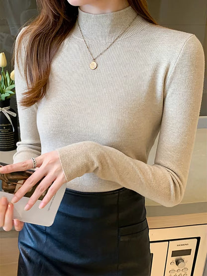 Turtleneck Sweater Women Fashion 2026 New Stretch Tops Women Knitted Pullovers Long Sleeve Bottoming Knitted Sweater