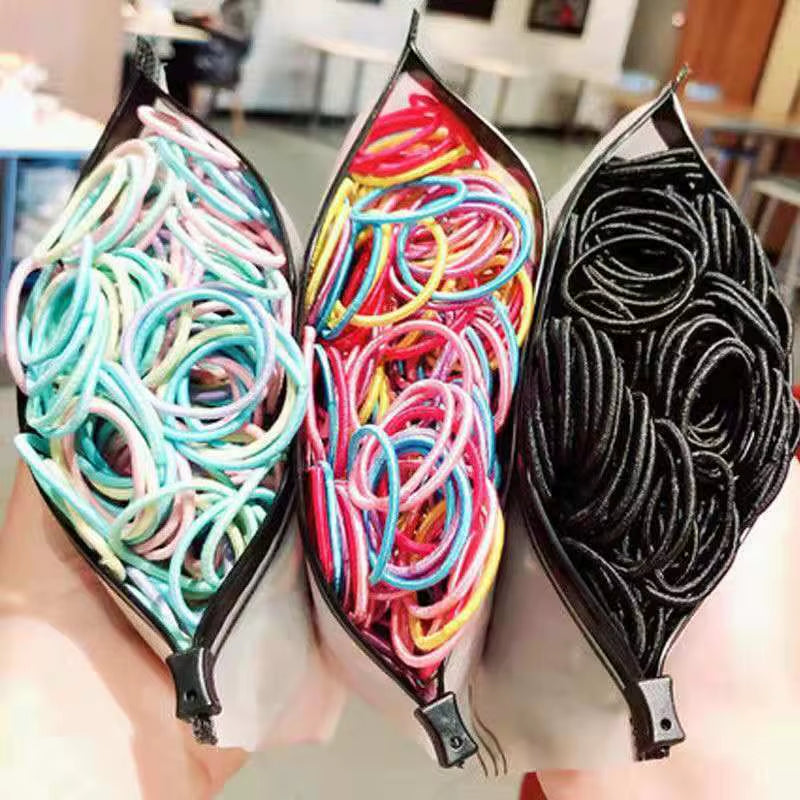 Set of 100 Colorful Elastic Hair Bands for Girls - 2.5cm Rubber Ponytail Holders and Hair Accessories